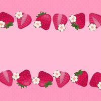 Strawberry frame with pink background and copy space vector