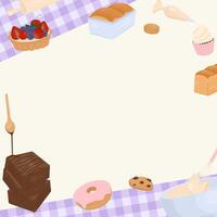 Bakery baking with checkered pattern background vector