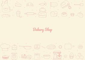 Bakery outline icons on beige background vector