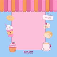 Dessert and coffee store bakery background vector