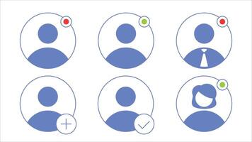 Set of different user profile avatar icon. social media user profile icon with status indicator. flat style vector illustration