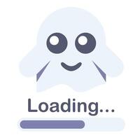 Loading bar with cute cartoon ghost. vector illustration