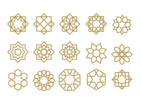 Set of Islamic ornament with gold color vector. Islamic theme related assets. vector