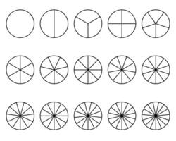 Circles divided into segments from 1 to 15. Segments infographic. Vector illustration.