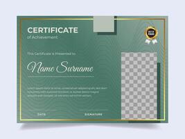 Modern green gradient certificate design template. Suitable for employee appreciation to the company vector