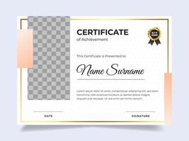 Modern gradient with photo certificate design template. Suitable for employee appreciation to the company vector