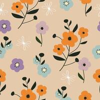 Seamless cute hand drawn floral  pattern background vector