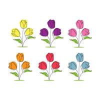 Minimalist Tulips set vector