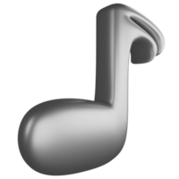 Semiquaver oder sechzehnter Hinweis Seite Aussicht metallisch Silber Clip Art eben Design Symbol isoliert auf transparent Hintergrund, 3d machen Unterhaltung und Musik- Konzept png