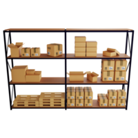 Warehouse rack clipart flat design icon isolated on transparent background, 3D render logistic and delivery concept png