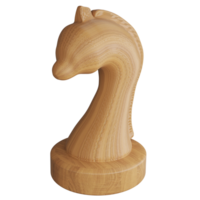 Wood texture knight chess piece clipart flat design icon isolated on transparent background, 3D render chess concept png