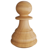 Wood texture pawn chess piece clipart flat design icon isolated on transparent background, 3D render chess concept png