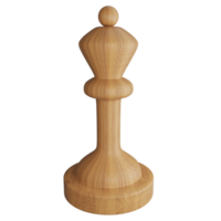 Wood texture queen chess piece clipart flat design icon isolated on transparent background, 3D render chess concept png