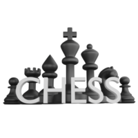 Chess logo clipart flat design icon isolated on transparent background, 3D render chess concept png