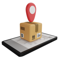 Delivery by GPS phone clipart flat design icon isolated on transparent background, 3D render logistic and delivery concept png