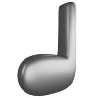 Viertelnote oder Quartal Hinweis Seite Aussicht metallisch Silber Clip Art eben Design Symbol isoliert auf transparent Hintergrund, 3d machen Unterhaltung und Musik- Konzept png