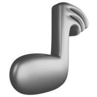 Demisemiquaver oder dreißig zweite Hinweis Seite Aussicht metallisch Silber Clip Art eben Design Symbol isoliert auf transparent Hintergrund, 3d machen Unterhaltung und Musik- Konzept png