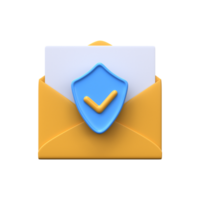 Email security. Yellow envelope with shield icon png