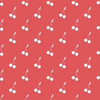 Seamless cherry pattern. Doodle vector with red cherry icons. Vintage cherry pattern