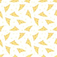 Seamless pizza pattern. Black and white pizza background. Doodle vector pizza illustration. Fast food vector pattern