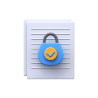 File security, 3d icon. Documents with lock icon png