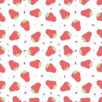 Seamless strawberries pattern. Doodle vector with red strawberries icons. Vintage strawberries pattern