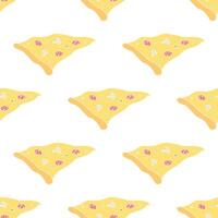 Seamless pizza pattern. Black and white pizza background. Doodle vector pizza illustration. Fast food vector pattern