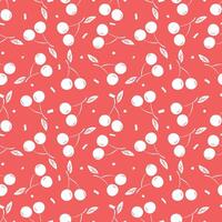 Seamless cherry pattern. Doodle vector with red cherry icons. Vintage cherry pattern