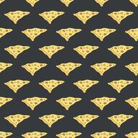 Seamless pizza pattern. Black and white pizza background. Doodle vector pizza illustration. Fast food vector pattern