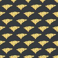 Seamless pizza pattern. Black and white pizza background. Doodle vector pizza illustration. Fast food vector pattern