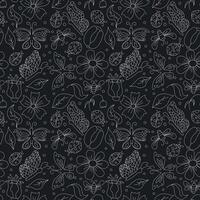 Spring floral pattern with butterflies, bees and ladybugs. Seamless flowers background vector