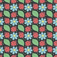 Seamless pattern with ladybugs. Summer ladybugs background vector