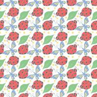 Seamless pattern with ladybugs. Summer ladybugs background vector