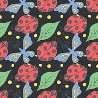 Seamless pattern with ladybugs. Summer ladybugs background vector