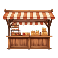 AI generated Farm market stall wooden fair booth kiosk png isolated on transparent background