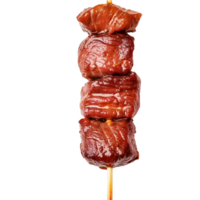 AI generated Meat on a wooden skewer png isolated on transparent background