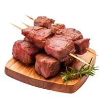 AI generated Meat on a wooden skewer png isolated on transparent background