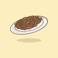 linda dibujos animados bulgogi. coreano comida vector