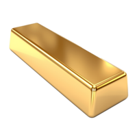 AI generated 3d render golden ingot metal bar png isolated on transparent background