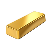 AI generated 3d render golden ingot metal bar png isolated on transparent background