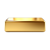 AI generated 3d render golden ingot metal bar png isolated on transparent background