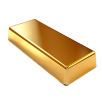 AI generated 3d render golden ingot metal bar png isolated on transparent background