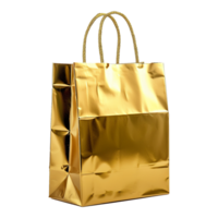 AI generated Gold gift bag isolated on transparent background png