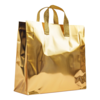 AI generated Gold gift bag isolated on transparent background png