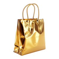 AI generated Gold gift bag isolated on transparent background png