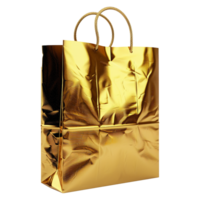 AI generated Gold gift bag isolated on transparent background png