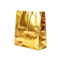 ai generado oro regalo bolso aislado en transparente antecedentes png