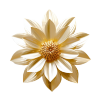 AI generated 3d golden flower isolated on transparent background png