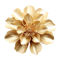 AI generated 3d golden flower isolated on transparent background png