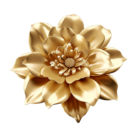 AI generated 3d golden flower isolated on transparent background png